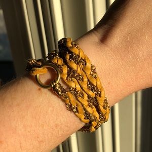 Leather and Gold Wrap Bracelet